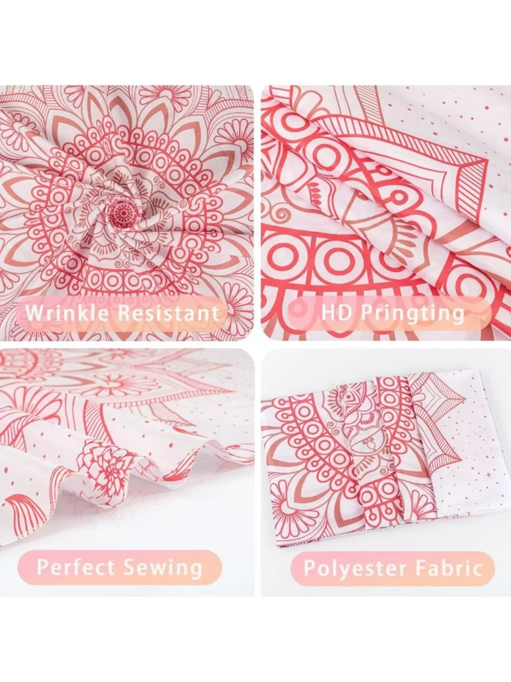 Pink Boho Wall Tapestry - Mandala Floral Decor for Bedroom, Living Room & Dorm